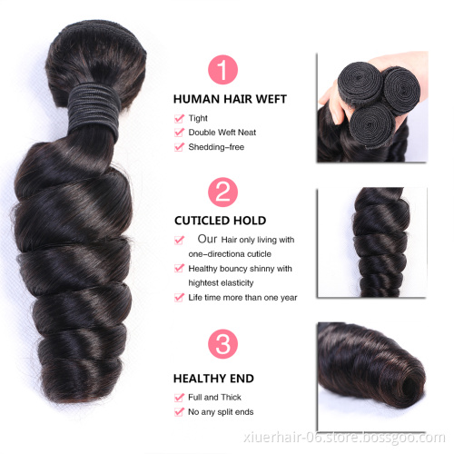 Loose Wave Wholesale Unprocessed with Frontals Curly Extension Brazilian One Donor Mink Human Virgin Straight Hair Bundles
